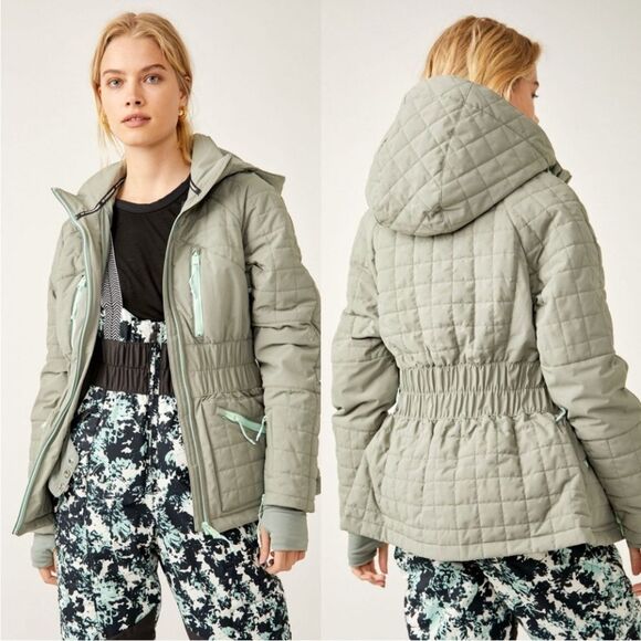 NWT Free People FP Movement Revolve All Prepped Ski Jacket In Greyed Olive - Picture 10 of 10